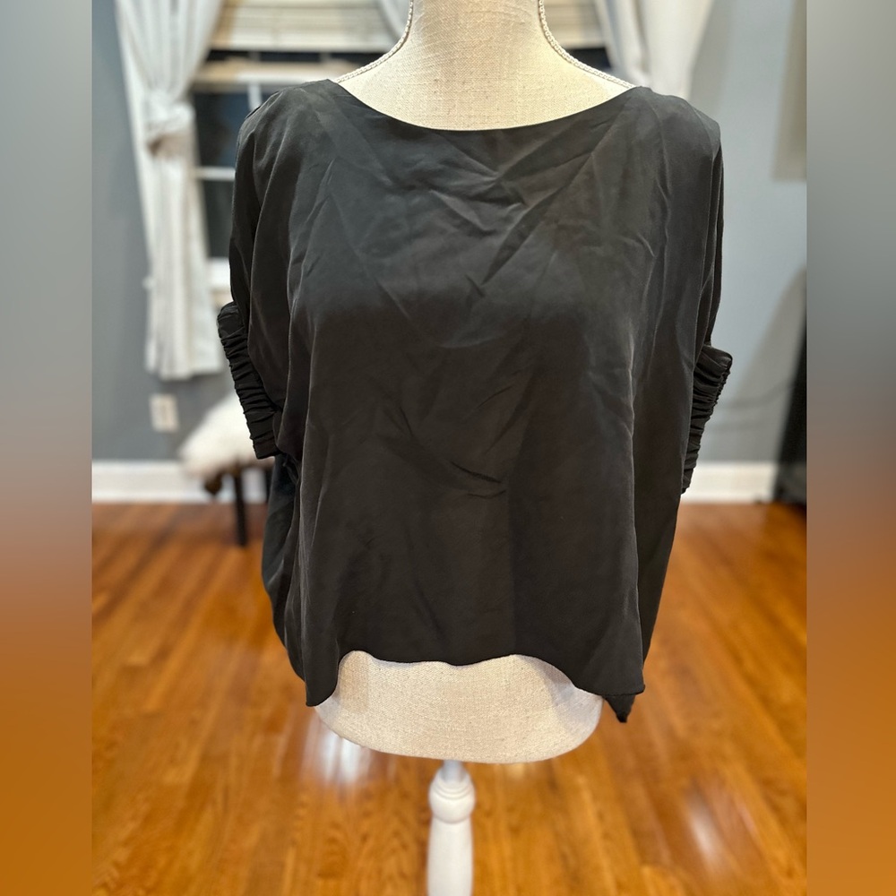 Shug black silk drop shoulder blouse